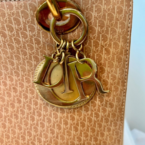LADY DIOR BAG AUTHENTIC Unique Color Suede Satchel Gold Hardware Patent Leather - Picture 2 of 16
